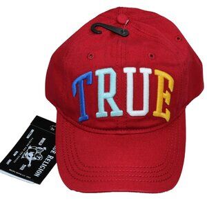 True Religion Logo Front Men's Baseball Cap OSFM NWT Red